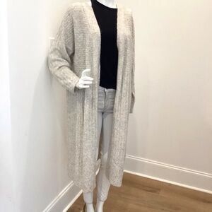 ELLOS KNIT LIGHT GRAY KNIT LONG CARDIGAN SZ 14/16